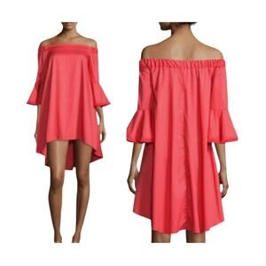 Nicholas Trapeze Off-The-Shoulder Coral Bell Sleeve Shift Dress Size 2